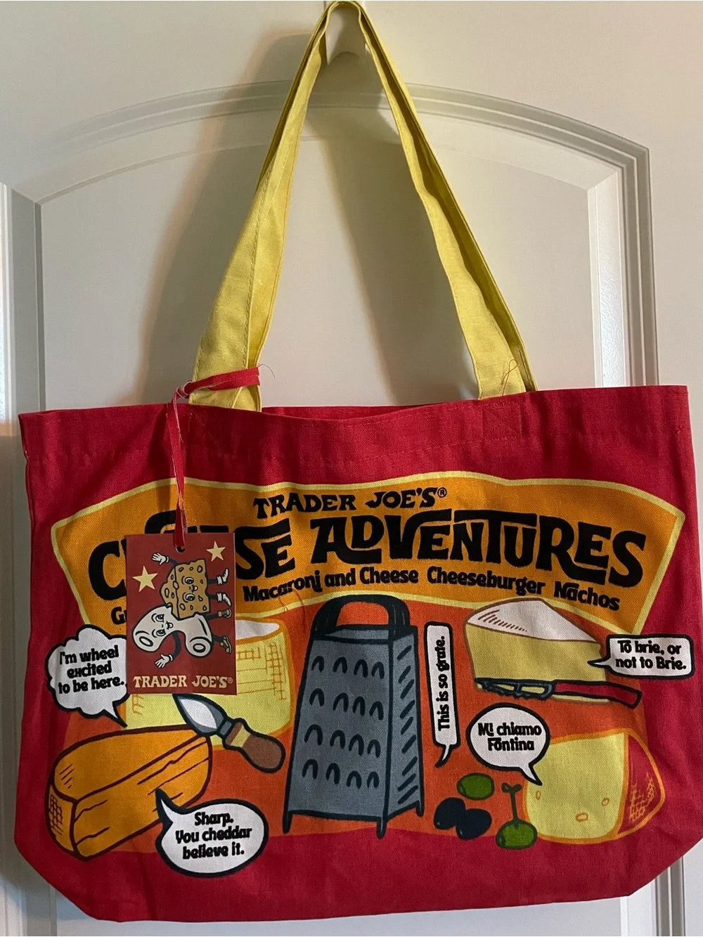 NWT Trader Joe's Limited Edition Tote Bag Cheese Adventures Heavy Duty & Large